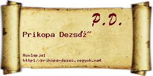 Prikopa Dezső névjegykártya